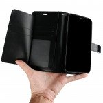 Wholesale Multi Pockets Folio Flip Leather Wallet Case with Strap for iPhone 12 Mini 5.4 inch (Black)